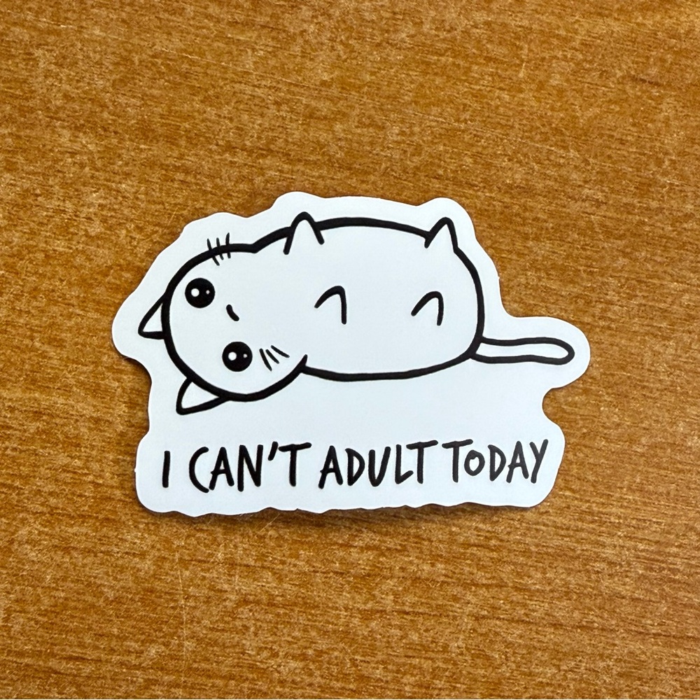Cute Cat Sticker - White‎